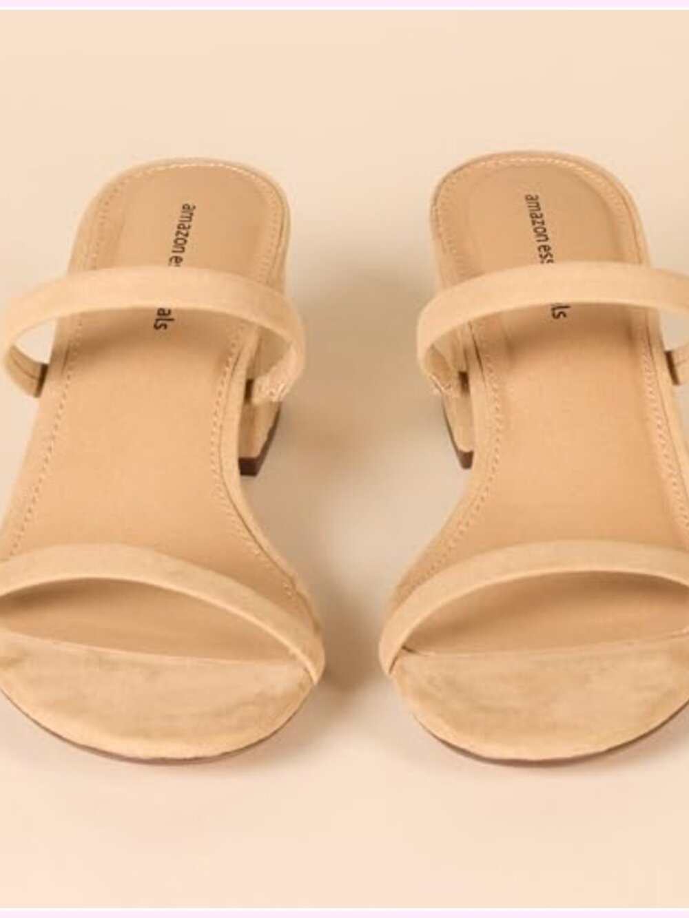 Women's Thin Two Strap Block Heel Sandals with Memory Foam Insole Non-Slip - Picture 4 of 5